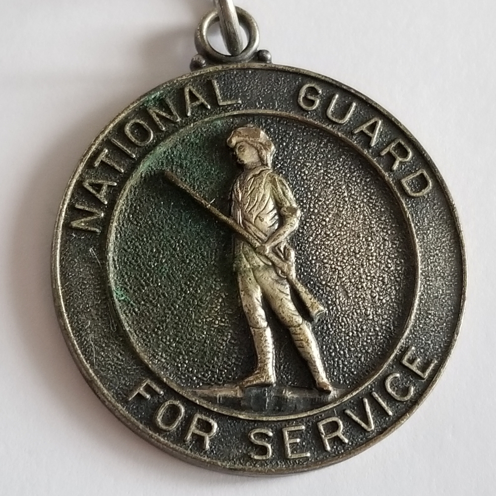 National Guard service award medal pendant silver tone charm military - Picture 2 of 8